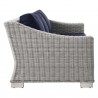 Modway Conway 4-Piece Outdoor Patio Wicker Rattan Furniture Set - Light Gray Navy - Sofa in Side Angle