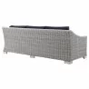 Modway Conway 4-Piece Outdoor Patio Wicker Rattan Furniture Set - Light Gray Navy - Sofa in Back Side Angle - Modway Conway 4-Piece Outdoor Patio Wicker Rattan Furniture Set - Light Gray Navy - Sofa in Back Side Angle