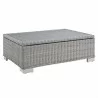 Modway Conway 4-Piece Outdoor Patio Wicker Rattan Furniture Set - Light Gray Navy - Table in Front Side Angle - Modway Conway 4-Piece Outdoor Patio Wicker Rattan Furniture Set - Light Gray Navy - Table in Front Side Angle