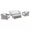 Modway Conway 4-Piece Outdoor Patio Wicker Rattan Furniture Set - White - Set in Front Side Angle