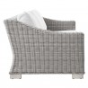 Modway Conway 4-Piece Outdoor Patio Wicker Rattan Furniture Set - White - Sofa in Side Angle