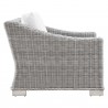 Modway Conway 4-Piece Outdoor Patio Wicker Rattan Furniture Set - White - Armchair in Side Angle