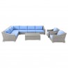 Modway Conway Outdoor Patio Wicker Rattan 9-Piece Sectional Sofa Furniture Set - Light Blue - Set in Front Angle