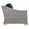 Modway Conway Outdoor Patio Wicker Rattan 9-Piece Sectional Sofa Furniture Set - Navy - Left-Arm Chair in Side Angle