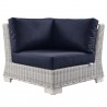 Modway Conway Outdoor Patio Wicker Rattan 9-Piece Sectional Sofa Furniture Set - Navy - Corner Chair in Front Angle