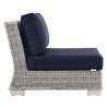 Modway Conway Outdoor Patio Wicker Rattan 9-Piece Sectional Sofa Furniture Set - Navy - Armless Chair in Side Angle