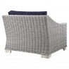 Modway Conway Outdoor Patio Wicker Rattan 7-Piece Sectional Sofa Furniture Set - Navy - Left-Arm Chair in Back Side Angle