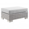 Modway Conway Outdoor Patio Wicker Rattan 6-Piece Sectional Sofa Furniture Set - Gray - Ottoman in Front Side Angle