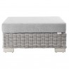 Modway Conway Outdoor Patio Wicker Rattan 6-Piece Sectional Sofa Furniture Set - Gray - Ottoman in Front Angle