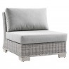 Modway Conway Outdoor Patio Wicker Rattan 6-Piece Sectional Sofa Furniture Set - Gray - Armless Chair in Front Side Angle