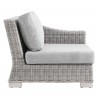 Modway Conway Outdoor Patio Wicker Rattan 6-Piece Sectional Sofa Furniture Set - Gray - Right Armchair in Side Angle