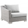 Modway Conway Outdoor Patio Wicker Rattan 6-Piece Sectional Sofa Furniture Set - Gray - Left Armchair in Front Side Angle