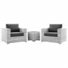 Modway Convene 3-Piece Outdoor Patio Set - Light Gray Charcoal - Set in Front Side Angle - Modway Convene 3-Piece Outdoor Patio Set - Light Gray Charcoal - Set in Front Side Angle
