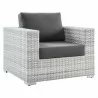 Modway Convene 3-Piece Outdoor Patio Set - Light Gray Charcoal - Chair in Front Side Angle - Modway Convene 3-Piece Outdoor Patio Set - Light Gray Charcoal - Chair in Front Side Angle