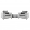 Modway Convene 3-Piece Outdoor Patio Set - Light Gray Gray - Set in Front Side Angle