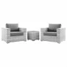 Modway Convene 3-Piece Outdoor Patio Set - Light Gray Gray - Set in Front Side Angle - Modway Convene 3-Piece Outdoor Patio Set - Light Gray Gray - Set in Front Side Angle