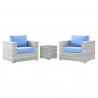 Modway Convene 3-Piece Outdoor Patio Set in Light Gray Light Blue - Set in Front Side Angle