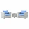 Modway Convene 3-Piece Outdoor Patio Set in Light Gray Light Blue - Set in Front Side Angle - Modway Convene 3-Piece Outdoor Patio Set in Light Gray Light Blue - Set in Front Side Angle