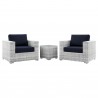 Modway Convene 3-Piece Outdoor Patio Set in Light Gray Navy - Set in Front Side Angle