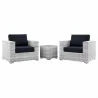 Modway Convene 3-Piece Outdoor Patio Set in Light Gray Navy - Set in Front Side Angle - Modway Convene 3-Piece Outdoor Patio Set in Light Gray Navy - Set in Front Side Angle