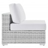 Modway Convene 4-Piece Outdoor Patio Sectional Set - Light Gray White - Armless Chair in Side Angle
