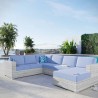 Modway Convene 5 - Piece Outdoor Patio Sectional Set in Light Gray Light Blue - Lifestyle
