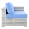 Modway Convene 5 - Piece Outdoor Patio Sectional Set in Light Gray Light Blue - Loveseat in Side Angle