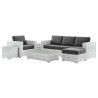 Modway Convene 6-Piece Outdoor Patio Set - Light Gray Charcoal - Set in Front Side Angle