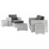 Modway Convene 6-Piece Outdoor Patio Set - Light Gray Charcoal - Set in Front Side View