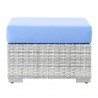 Modway Convene 6-Piece Outdoor Patio Set - Light Gray Light Blue - Ottoman in Front Angle