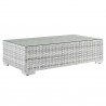 Modway Convene 6-Piece Outdoor Patio Set - Light Gray Light Blue - Coffee Table in Front Side Angle