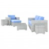 Modway Convene 6-Piece Outdoor Patio Set - Light Gray Light Blue - Set in Front Side Angle