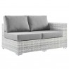 Modway Convene 6-Piece Outdoor Patio Sectional Set - Light Gray Gray - Left-Arm Loveseat in Front Side Angle