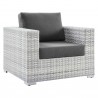 Modway Convene 4-Piece Outdoor Patio Set in Light Gray Charcoal - Armchair in Front Side Angle