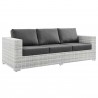 Modway Convene 4-Piece Outdoor Patio Set in Light Gray Charcoal - Sofa in Front Side Angle