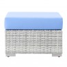 Modway Convene 4-Piece Outdoor Patio Set - Light Gray Light Blue - Ottoman in Front Angle