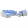 Modway Convene 4-Piece Outdoor Patio Set - Light Gray Light Blue - Set in Front Side Angle