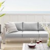 Modway Shore Sunbrella® Fabric Outdoor Patio Aluminum 7 Piece Sectional Sofa Set - Silver Gray - Lifestyle