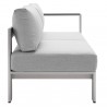 Modway Shore Sunbrella® Fabric Outdoor Patio Aluminum 7 Piece Sectional Sofa Set - Silver Gray - Right-Arm Loveseat in Side Angle