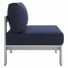 Modway Shore Sunbrella® Fabric Outdoor Patio Aluminum 7 Piece Sectional Sofa Set - Silver Navy - Armless Chair in Side Angle - Modway Shore Sunbrella® Fabric Outdoor Patio Aluminum 7 Piece Sectional Sofa Set - Silver Navy - Armless Chair in Side Angle