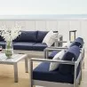 Modway Shore Sunbrella® Fabric Outdoor Patio Aluminum 7 Piece Sectional Sofa Set - Silver Navy - Lifestyle - Modway Shore Sunbrella® Fabric Outdoor Patio Aluminum 7 Piece Sectional Sofa Set - Silver Navy - Lifestyle