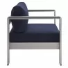 Modway Shore Sunbrella® Fabric Outdoor Patio Aluminum 7 Piece Sectional Sofa Set - Silver Navy - Armchair in Side Angle - Modway Shore Sunbrella® Fabric Outdoor Patio Aluminum 7 Piece Sectional Sofa Set - Silver Navy - Armchair in Side Angle