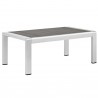 Modway Shore Sunbrella® Fabric Outdoor Patio Aluminum 8 Piece Sectional Sofa Set - Silver Gray - Table in Front Side Angle