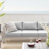 Modway Shore Sunbrella® Fabric Outdoor Patio Aluminum 8 Piece Sectional Sofa Set - Silver Gray - Lifestyle