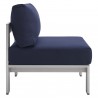 Modway Shore Sunbrella® Fabric Outdoor Patio Aluminum 8 Piece Sectional Sofa Set - Silver Navy - Armless Chair in Side Angle