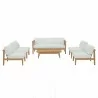 Modway Bayport 6 Piece Outdoor Patio Teak Set - Natural White - Set in Front Angle - Modway Bayport 6 Piece Outdoor Patio Teak Set - Natural White - Set in Front Angle