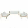 Modway Bayport 5 Piece Outdoor Patio Teak Set - Natural White - Set in Front Angle - Modway Bayport 5 Piece Outdoor Patio Teak Set - Natural White - Set in Front Angle