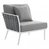 Modway Stance Outdoor Patio Aluminum Left-Facing Armchair in White Gray - Front Side Angle