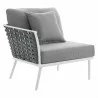 Modway Stance Outdoor Patio Aluminum Left-Facing Armchair in White Gray - Front Side Angle - Modway Stance Outdoor Patio Aluminum Left-Facing Armchair in White Gray - Front Side Angle