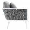 Modway Stance Outdoor Patio Aluminum Left-Facing Armchair in White Gray - Side Angle